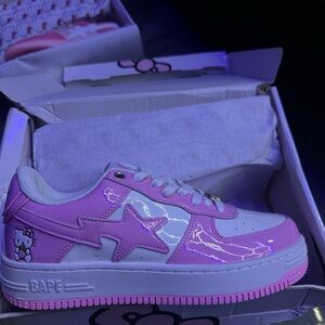 Bape Pink and White Hello Kitty Sneakers